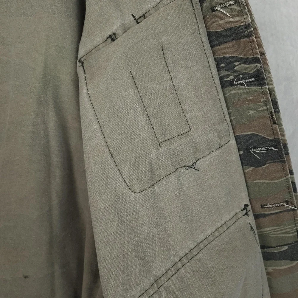 Vintage Tiger Stripe Camo Jacket Mens Large Green Military Canvas Combat Field